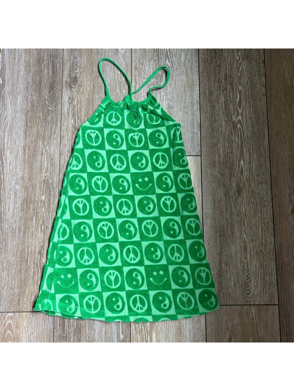 Molo Green Terry Cloth Peace + Yin Yang Dress